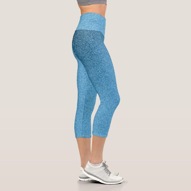 Dark-Blue Gradient Glitters Capri Leggings (Right)