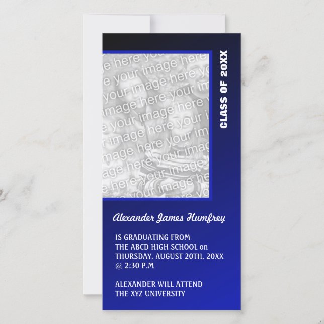 Dark Blue Graduation Announcement (Front)