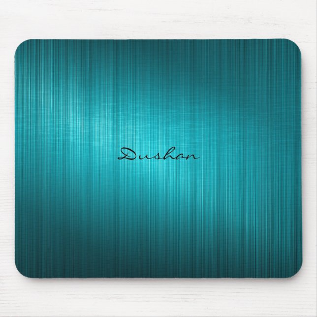 Dark Blue-Green Brushed Metal Look Mouse Pad (Front)