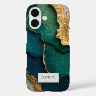 Dark Blue, Green & Gold iPhone 16 Case