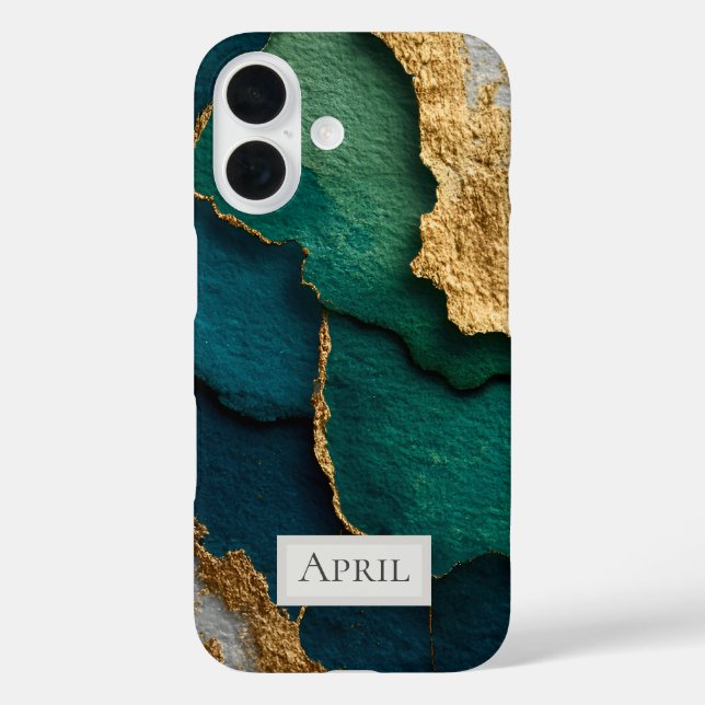 Dark Blue, Green & Gold Case-Mate iPhone Case (Back)