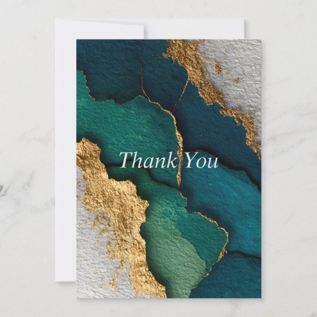 Dark Blue, Green & Gold Thank You Card (Front)