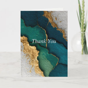 Dark Blue, Green & Gold Thank You Card