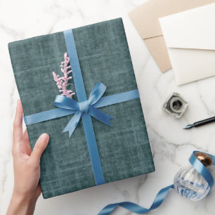 Dark Blue Green Linen Wrapping Paper