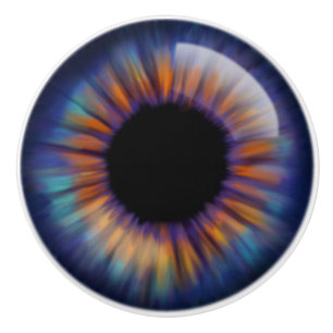 Dark Blue Green orange yellow iris eyeball Ceramic Knob