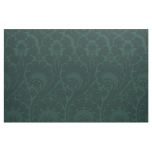 Dark Blue-Green Renaissance Floral Fabric