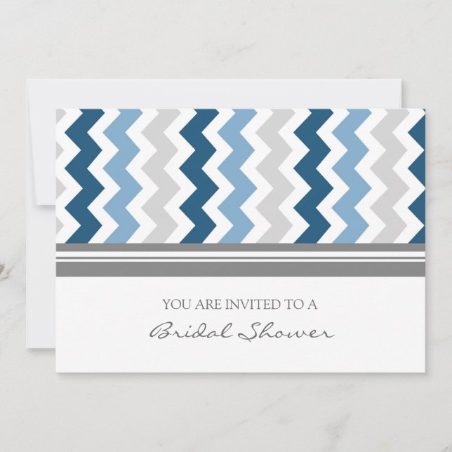 Dark Blue Grey Chevron Bridal Shower Invitation (Front)