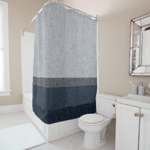 Dark Blue Grey Crosshatch Stripe Man Cave Shower Curtain