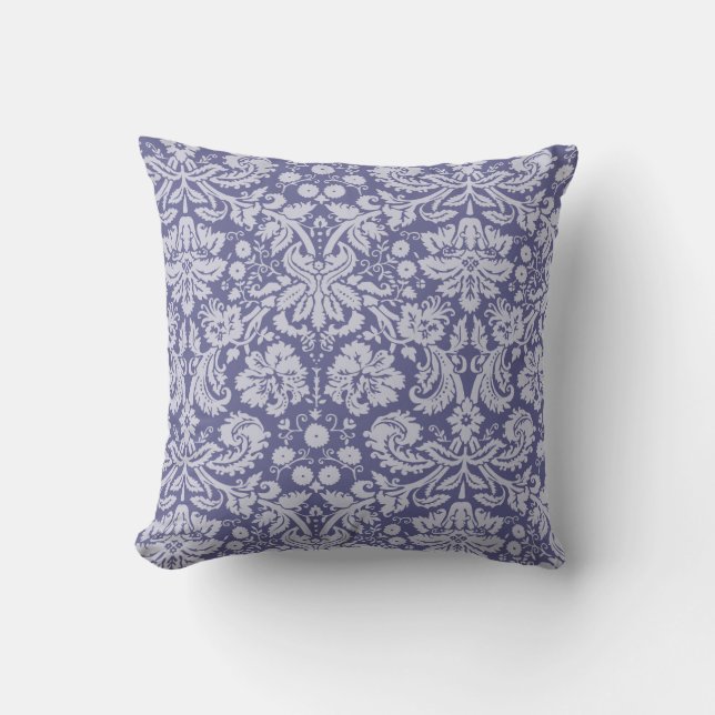 Dark Blue-Grey Damask Cushion (Front)