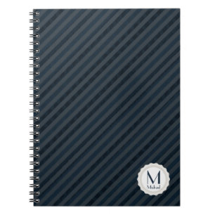 Dark Blue & Grey Personalised Monogram Notebook