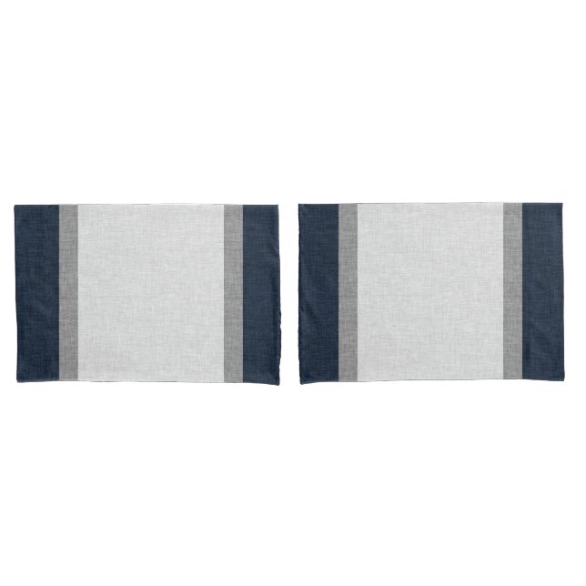 Dark Blue Grey Simple Stripe Abstract Pillowcase (Front-Set)
