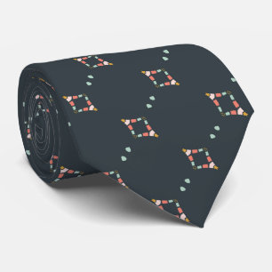 Dark Blue Grey Small Geo Print Tie