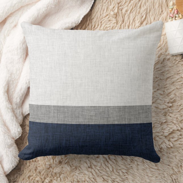 Dark Blue Grey Stripe Crosshatch Pattern Cushion (Blanket)