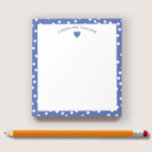 Dark Blue Heart & Dots Cute Girly Custom Notepad<br><div class="desc">This design features space for a name in a pretty curve over a simple heart graphic on a dark blue background with tiny white dots. Click the customise button if you would like to move/scale the images and further modify the text! Variations of this design, additional colours, as well as...</div>