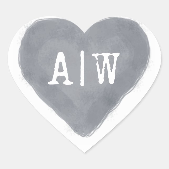 Dark Blue Heart Monogram Wedding Envelope Seal (Front)