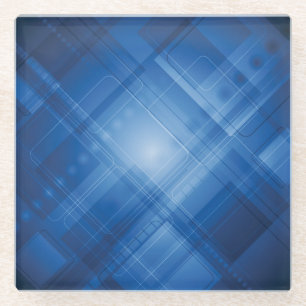 Dark blue hi-tech background glass coaster