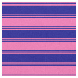 Dark Blue & Hot Pink Coloured Striped Pattern Fabric