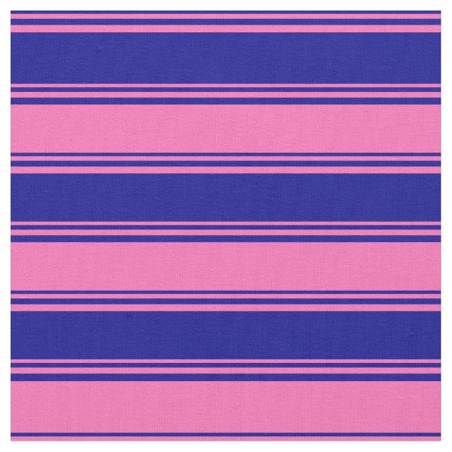 Dark Blue & Hot Pink Coloured Striped Pattern Fabric (Close Up)