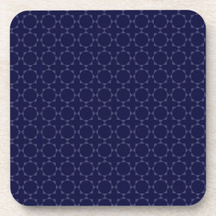 Dark Blue Islamic Geometric Pattern Coaster