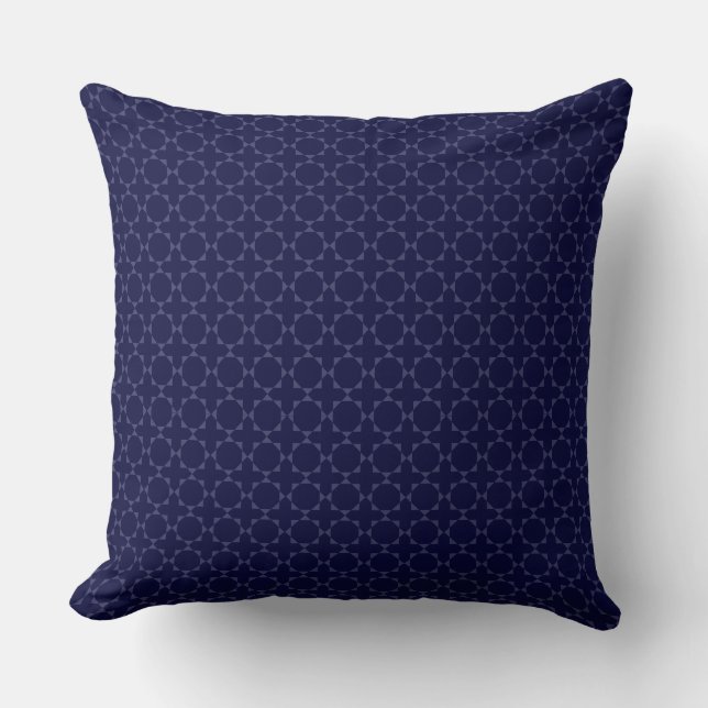 Dark Blue Islamic Geometric Pattern Cushion (Front)