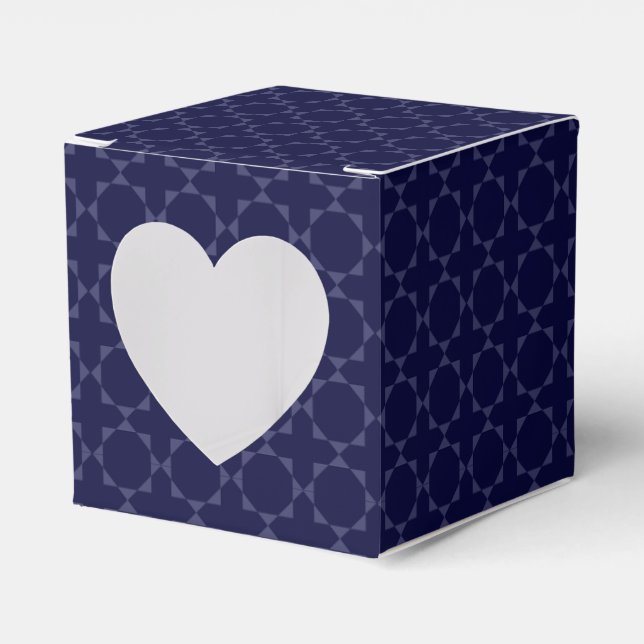 Dark Blue Islamic Geometric Pattern Favour Box (Front Side)