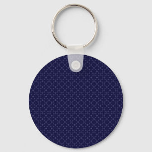 Dark Blue Islamic Geometric Pattern Key Ring