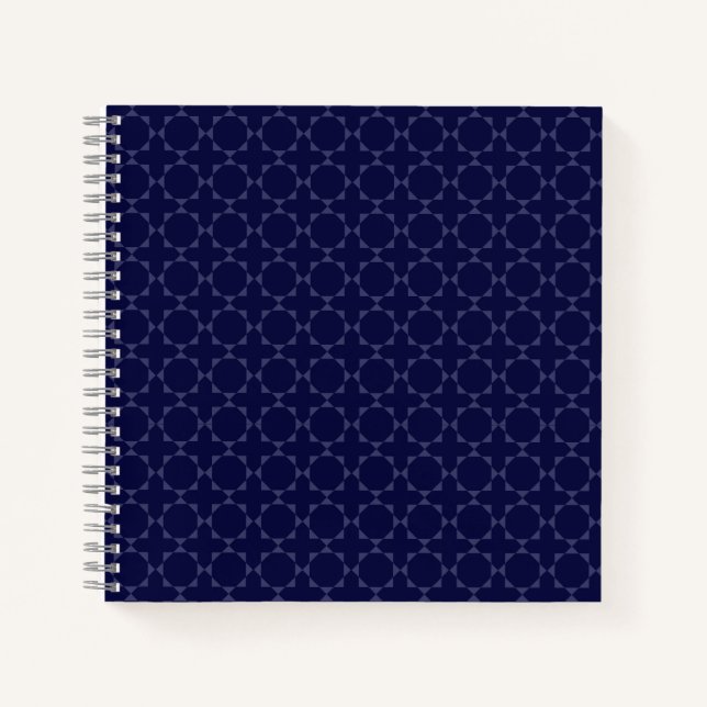 Dark Blue Islamic Geometric Pattern Notebook (Front)