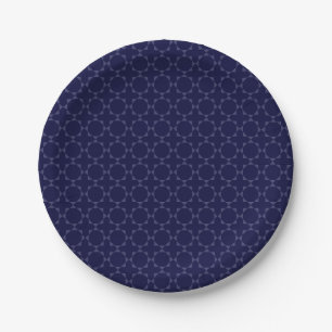 Dark Blue Islamic Geometric Pattern Paper Plate