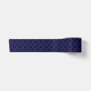 Dark Blue Islamic Geometric Pattern Satin Ribbon