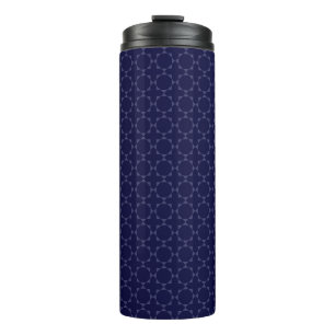 Dark Blue Islamic Geometric Pattern Thermal Tumbler