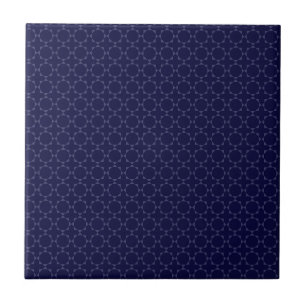 Dark Blue Islamic Geometric Pattern Tile