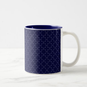 Dark Blue Islamic Geometric Pattern Two-Tone Coffee Mug