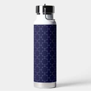 Dark Blue Islamic Geometric Pattern Water Bottle