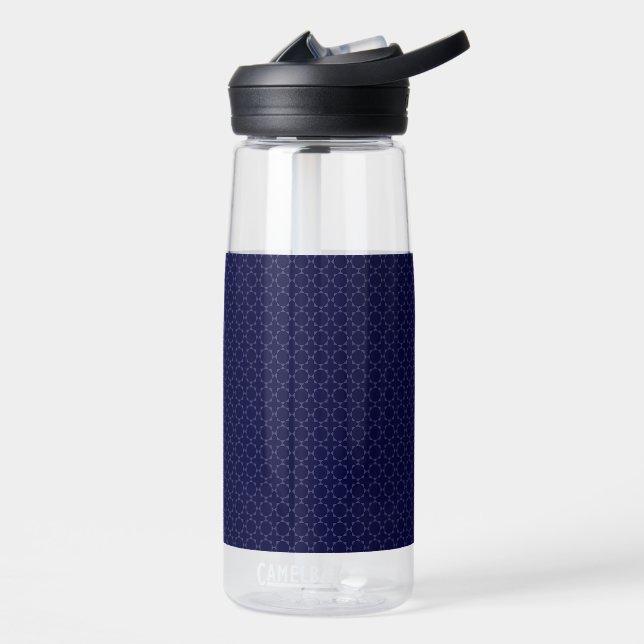Dark Blue Islamic Geometric Pattern Water Bottle (Left)