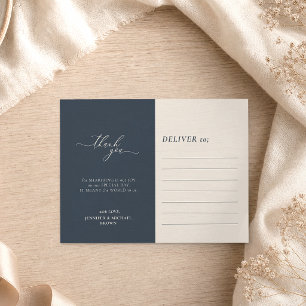 Dark Blue Ivory Grey Wedding Colour Clean Photo Postcard