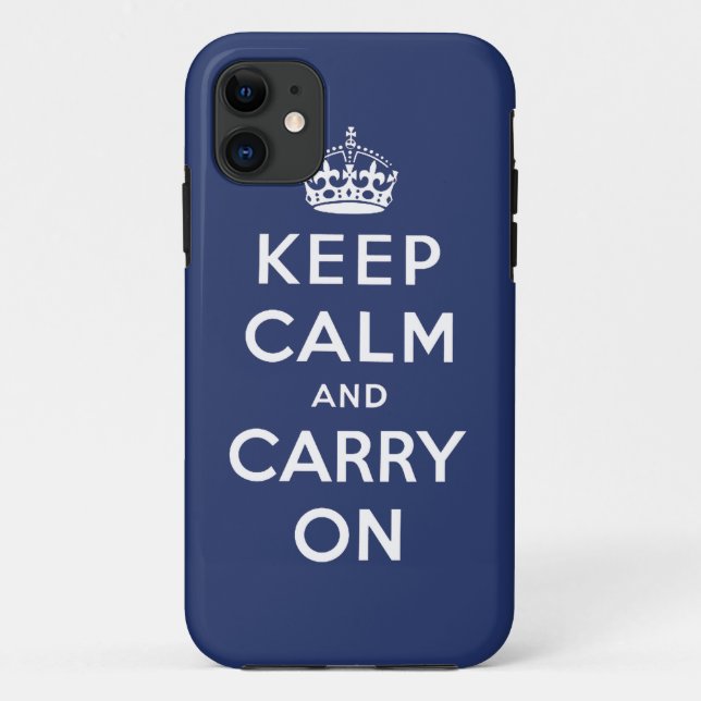 Dark Blue Keep Calm and Carry On iPhone 5 Case (Back)