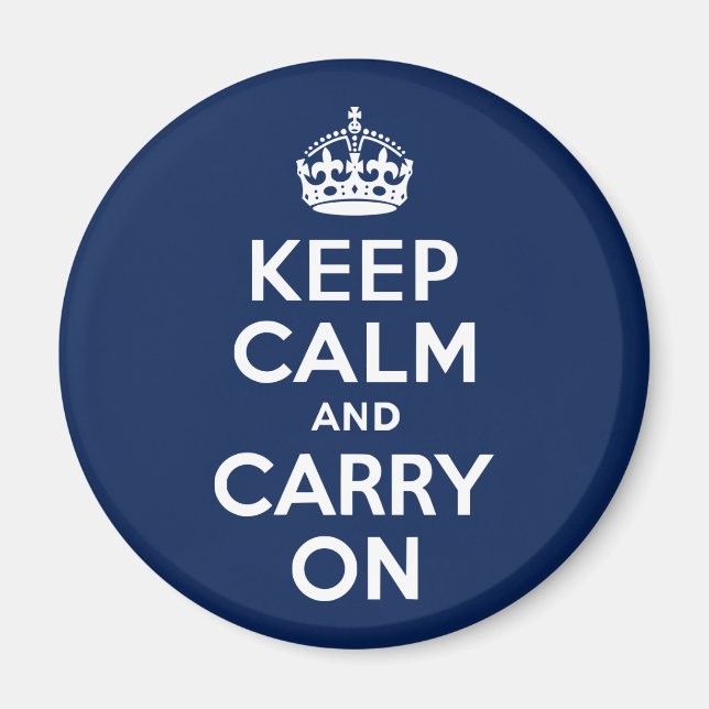 Dark Blue Keep Calm and Carry On Magnet (Front)