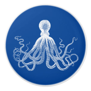 Dark Blue Kraken Octopus Ceramic Knob