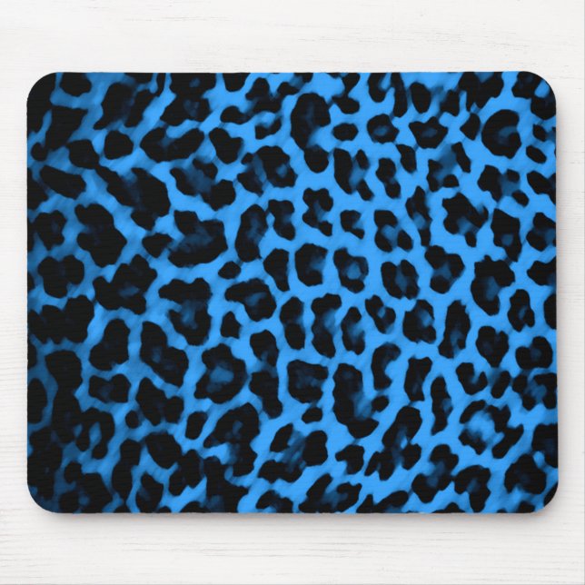 Dark Blue Leopard Print Mouse Mat (Front)