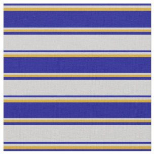 Dark Blue, Light Grey & Goldenrod Coloured Stripes Fabric
