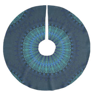 Dark Blue Mandala Brushed Polyester Tree Skirt