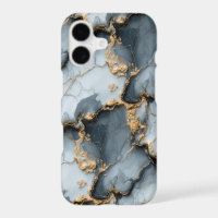 Dark Blue Marble Texture with Liquid Gold Veins