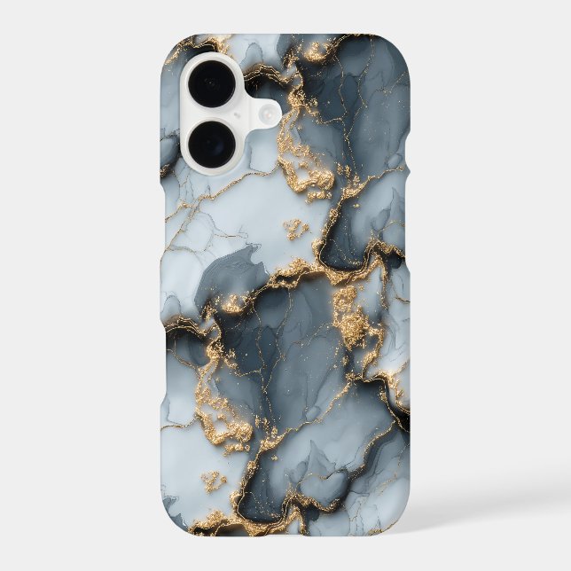 Dark Blue Marble Texture with Liquid Gold Veins (Back)
