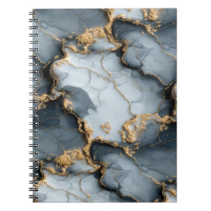 Dark Blue Marble Texture with Liquid Gold Veins Notebook