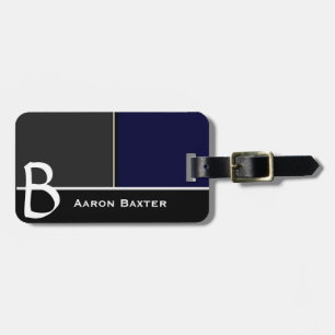 Dark Blue MasculineMonogrammed Custom Luggage Tag