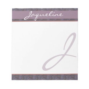 Dark Blue Mauve Rust Monogram Notepad
