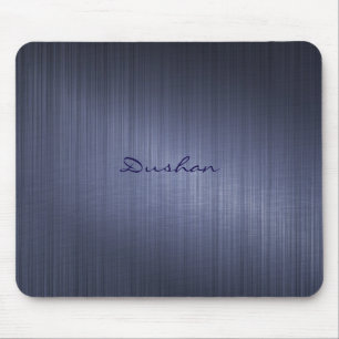 Dark Blue Metallic Design Brushed Aluminium Look Mouse Mat