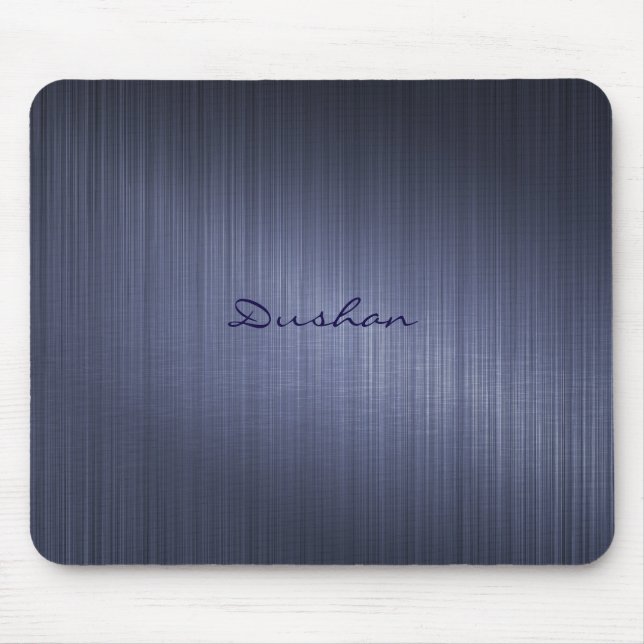 Dark Blue Metallic Design Brushed Aluminium Look Mouse Mat (Front)