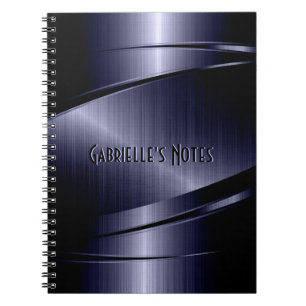 Dark Blue Metallic Design Stainless Steel Look Notebook