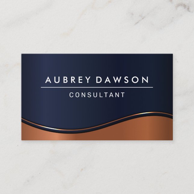 Dark Blue | Metallic Wave Business Card (Front)